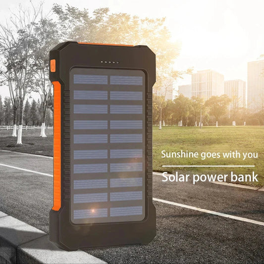Banco de energía solar portátil de gran capacidad de hasta 200000 mAh con cordón y brújula.